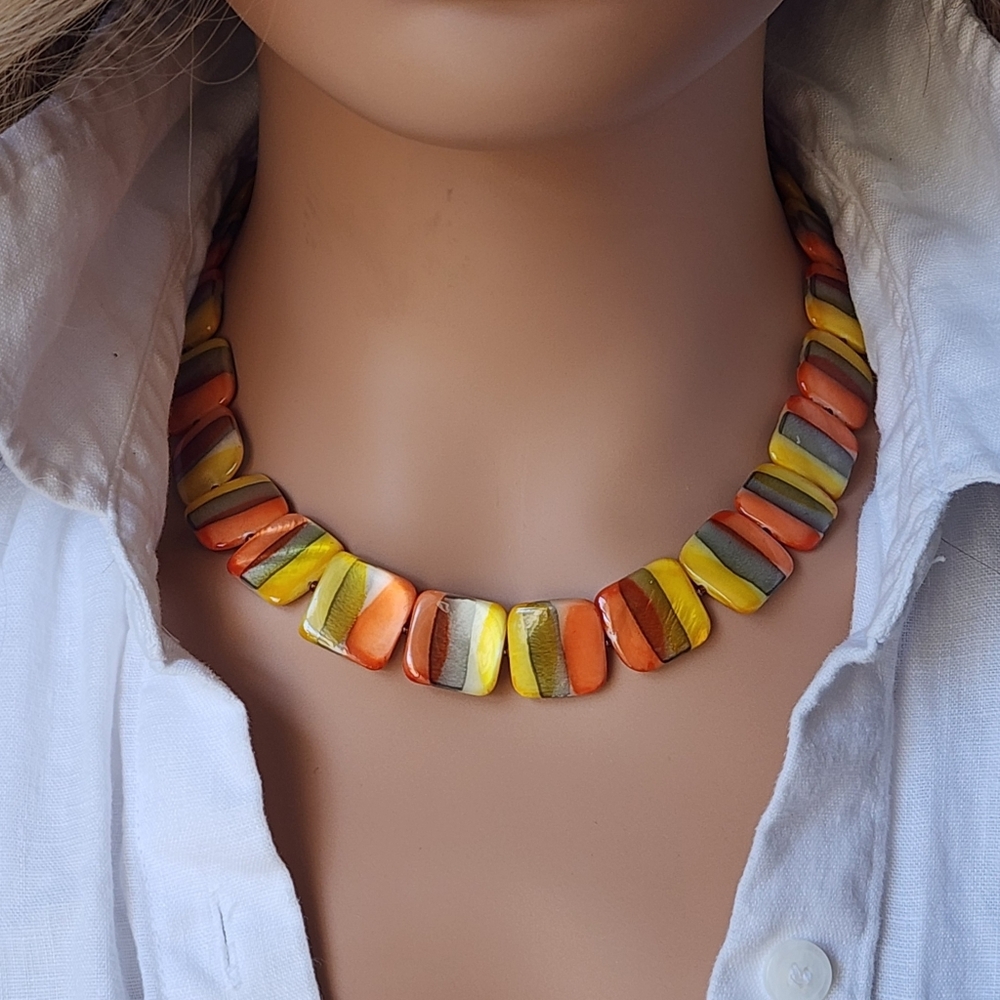 FP Jewelry Natural Mother of Pearl Necklace Hypoallergenic Mermade Necklace